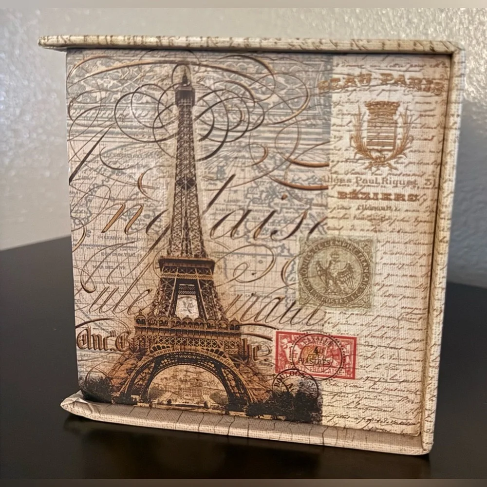Paris Jewelry Box Organizer Vintage Style Trinket Storage Eiffel Tower Decor